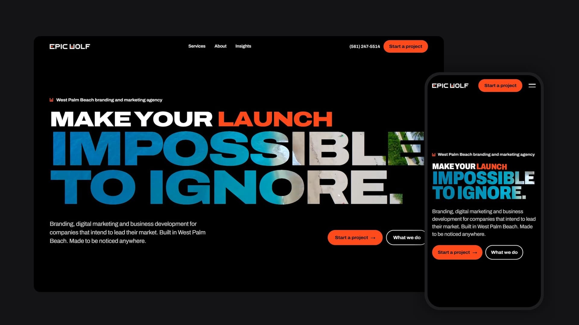 The Epic Wolf website on desktop and phone
